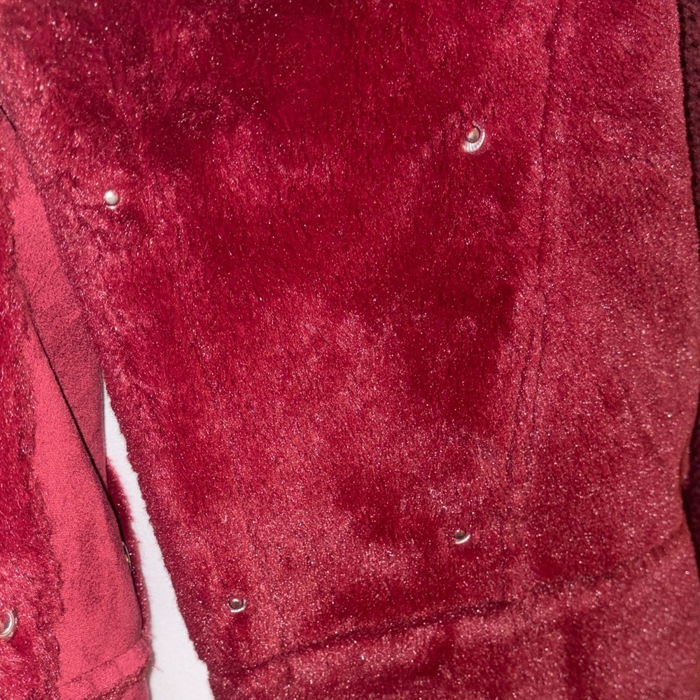 Burgundy Faux Fur and Knit Sweater Coat - Picture 14 of 16